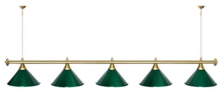 Лампа STARTBILLIARDS 5 пл. (плафоны зеленые,штанга золотая,фурнитура золото)