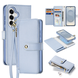 Чехол кошелек с MagSafe из кожи светло-синего цвета для Samsung Galaxy S26+ Плюс, серия Lawa Series от Dux Ducis