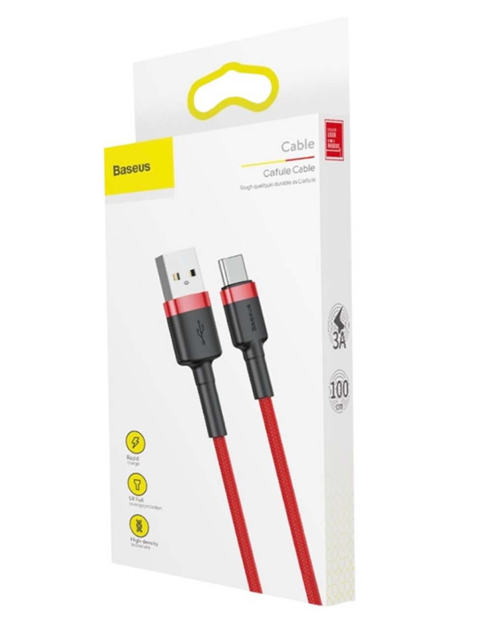Usb Кабель-зарядка TYPE-C Baseus Cafule 3A 1м (CATKLF-B09) красный