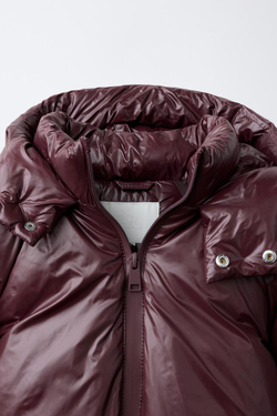 ZARA ПУХОВИК 50% ПУХА И 50% ПЕРА WATER REPELLENT WIND RESISTANT THERMAL INSULATION, БУРГУНДИ