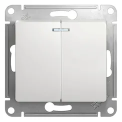 Выключатель двухклавишный с подсветкой Systeme Electric Glossa Белый GSL000153