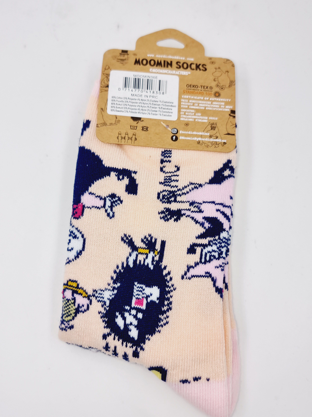 Носки Moomin, персиковые с принтом Муми-тролля, размер 36-42 (из Финляндии)