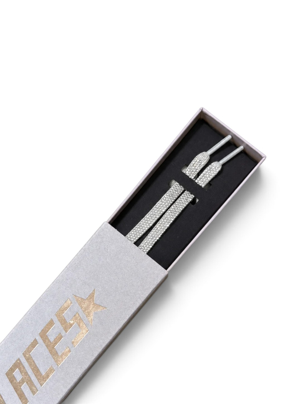 Golden Goose Crystal Logo Laces — Silver / White