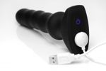 Черный вибратор с волнообразным движением Silicone Vibrating   Squirming Plug with Remote Control - 19,5 см.