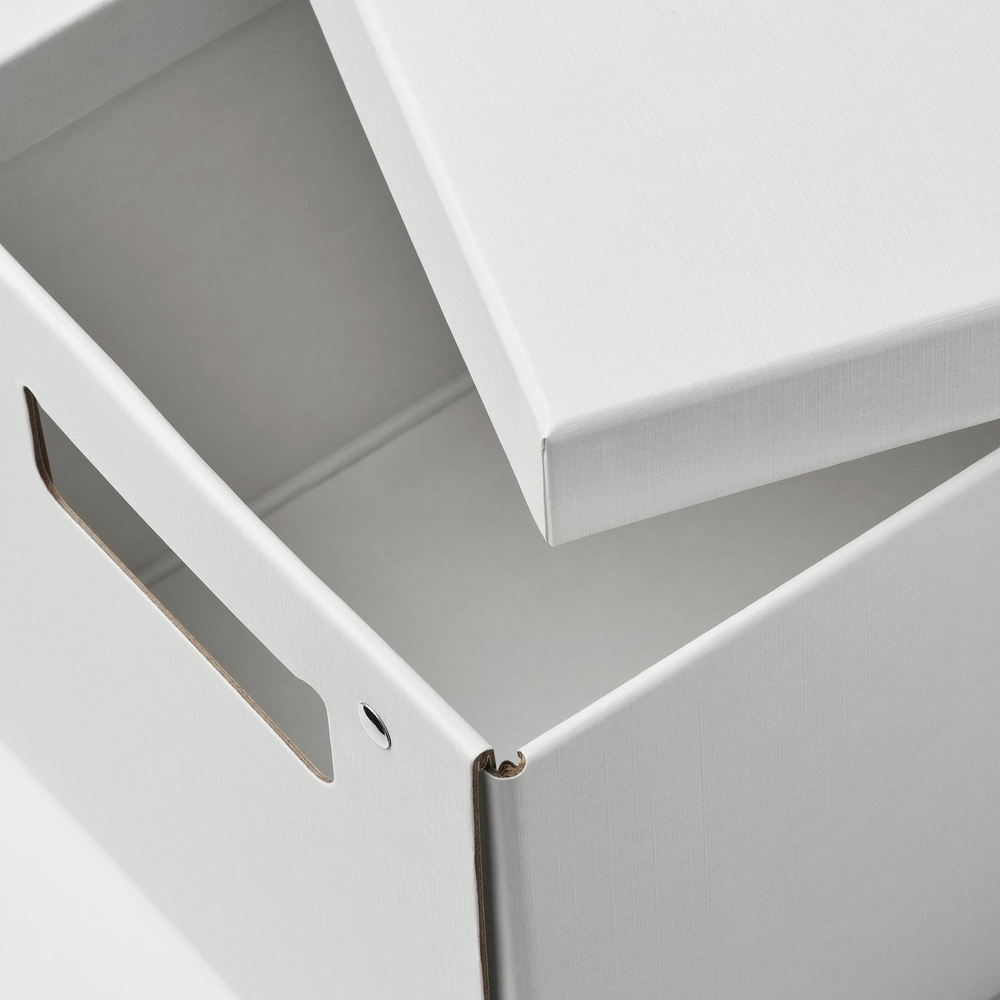 IKEA FJÄDERHARV  (ИКЕА ФЙЭДЕРХАРВ)  -  Коробка с крышкой - белый 18x25x16 см
