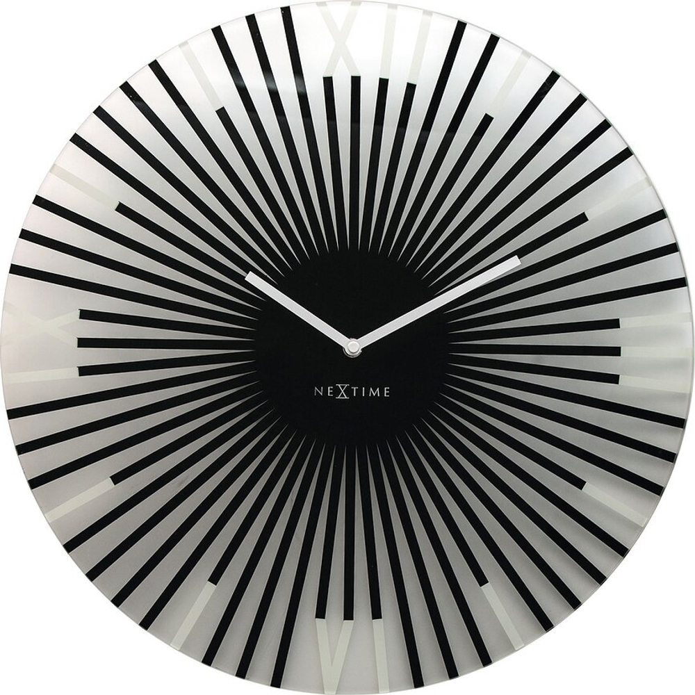 Настенные часы NeXtime Sticks black, стекло, 43 см, чёрные