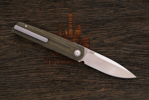 Нож складной Artisan 1849P-ODG Sirius, клинок 89мм, сталь CPM S35VN9, рукоять микарта олива