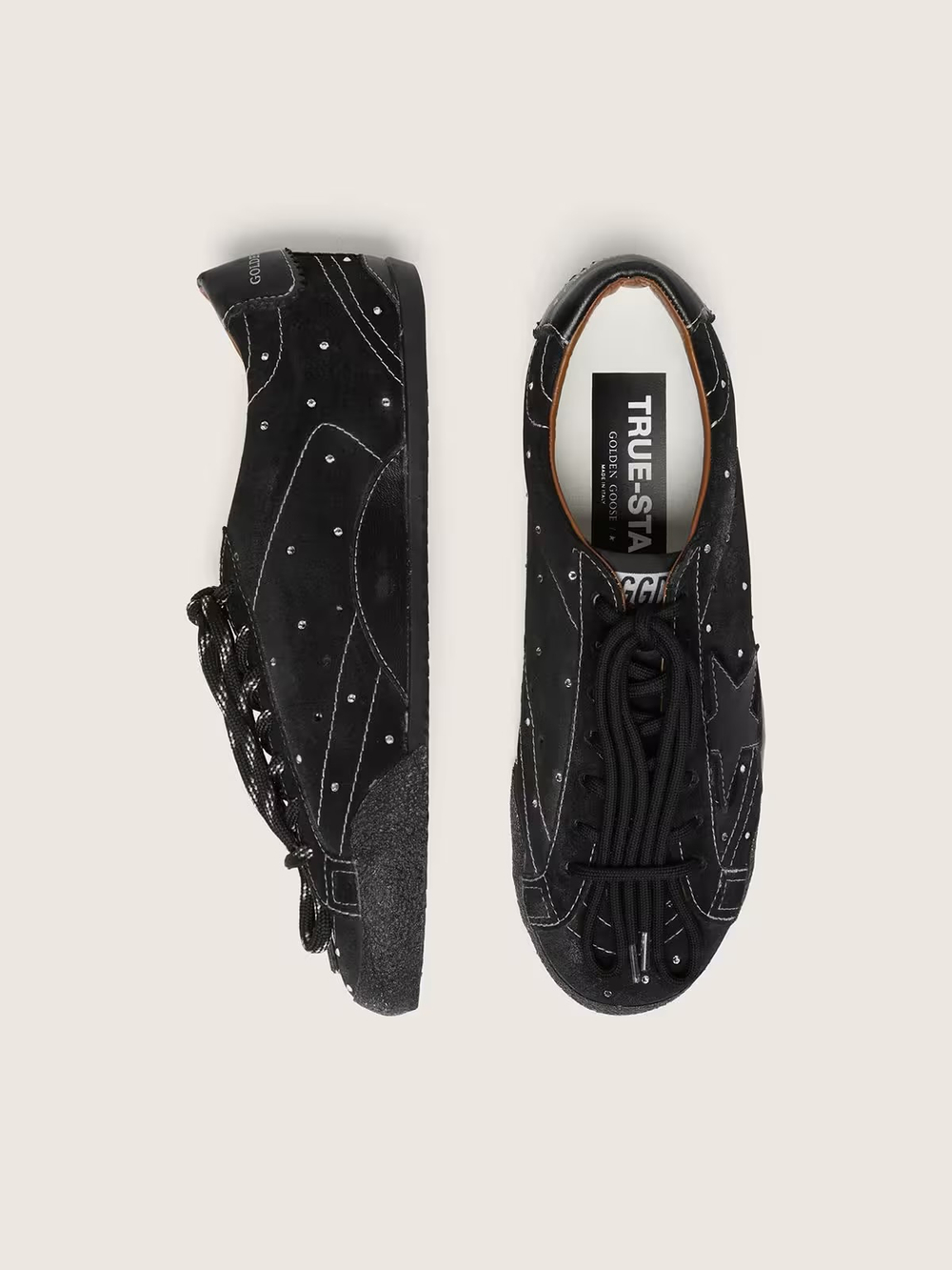 True Star in black suede with crystals and black leather star