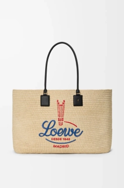 Loewe Большая сумка-тоут Verano из рафии, белый