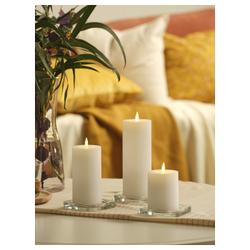 IKEA SILVERMÅS  (ИКЕА СИЛВЕРМОС)  -  Свеча столбик LED, набор 3 шт - на батарейках белая
