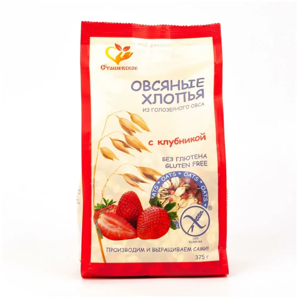 Хлопья Овсяные Без Глютена Сташевское С Клубникой 375гр