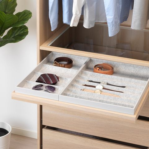 Полка выдвижная IKEA KOMPLEMENT (КОМПЛЕМЕНТ), Белый морёный дуб, 75x58 см