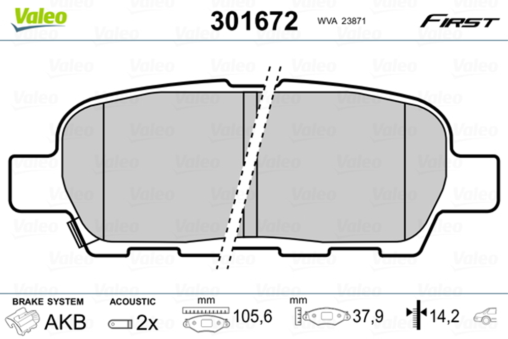 VALEO - 301672-VAL - Brake Pad Set, disc brake