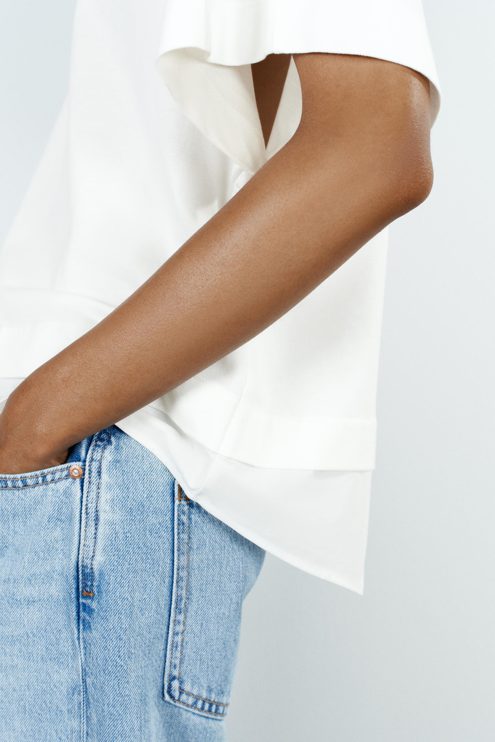 КОМБИНИРОВАННАЯ ФУТБОЛКА ИЗ ХЛОПКА — ZARA