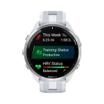 Умные часы Garmin Forerunner 965, 47.1mm, Titanium Bezel with Whitestone Case and Whitestone/Powder Gray Silicone Band (010-02809-11)