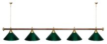 Лампа STARTBILLIARDS 5 пл. (плафоны зеленые,штанга золотая,фурнитура золото)