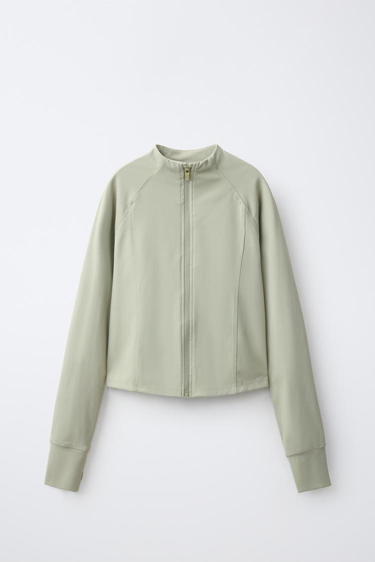 ZARA ТОЛСТОВКА В СПОРТИВНОМ СТИЛЕ, ЗЕЛЕНОВАТЫЙ