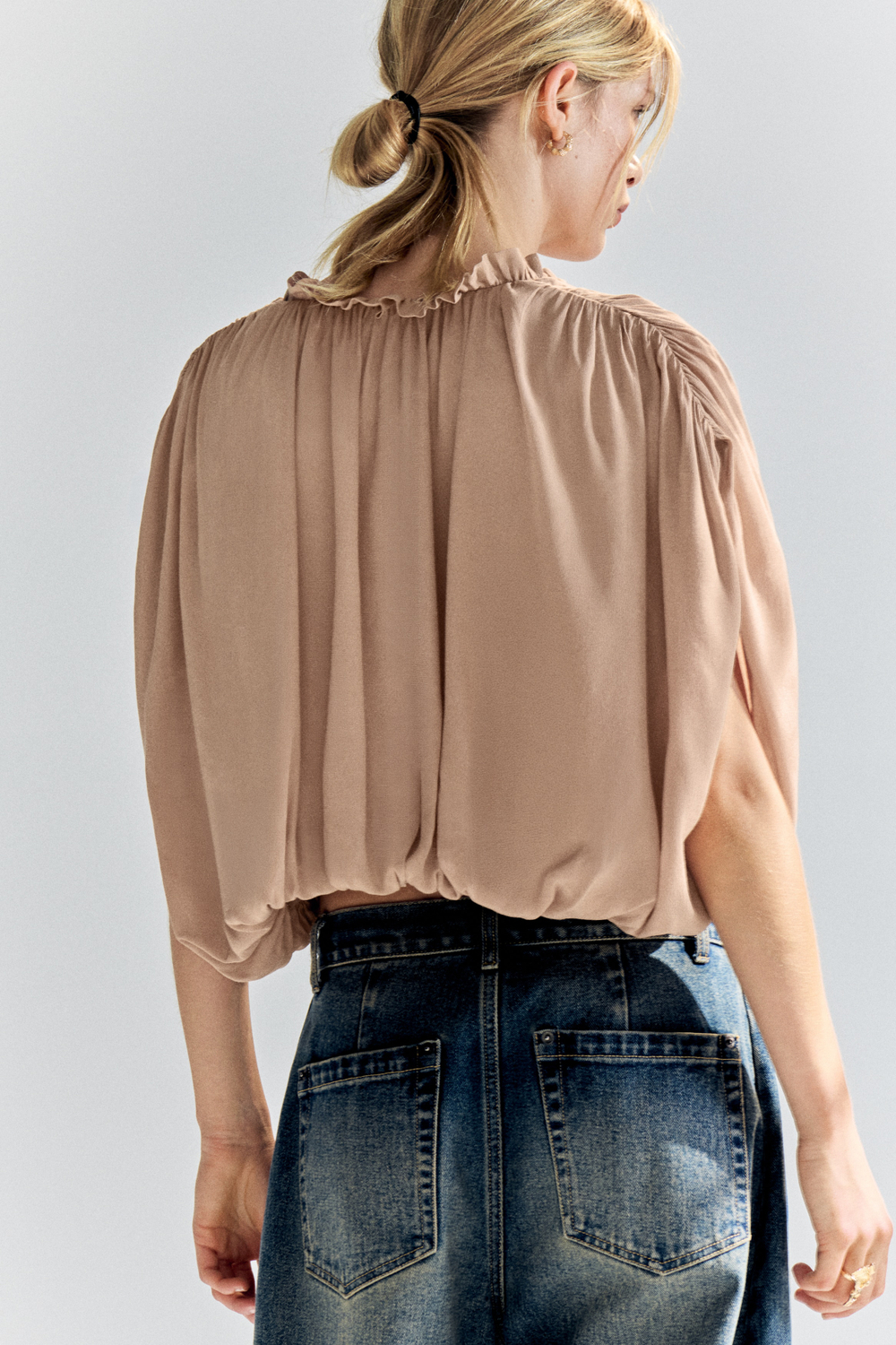 Блузка оверсайз с эффектом баллона по низу - H&M