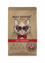 Сухой корм для кошек Телятина и орегано, 400г Best Dinner Holistic Hypoallergenic Adilt Cat Veal & Oregano