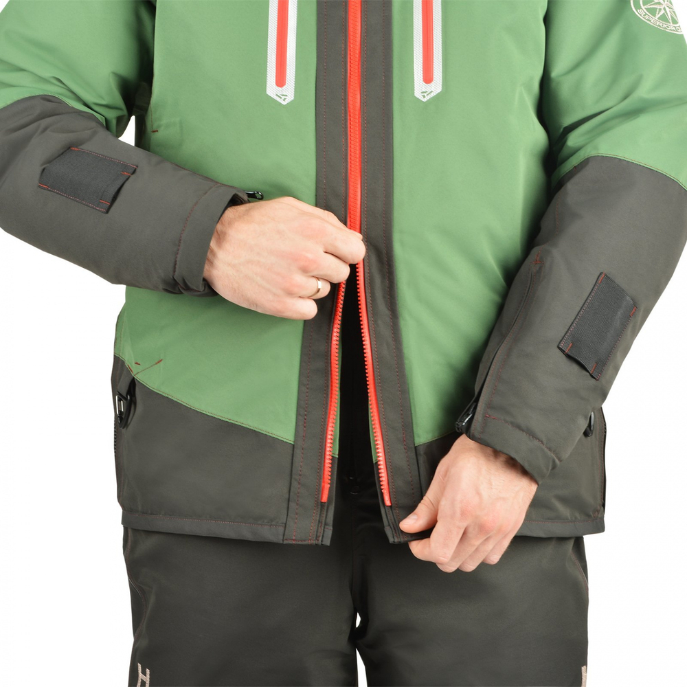 Зимний мужской костюм-поплавок ХСН Rescuer III NEW -45 (Hardguard) Зеленый (Красные молнии)