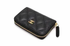 Женский кошелек для карт и монет Chanel на молнии черный