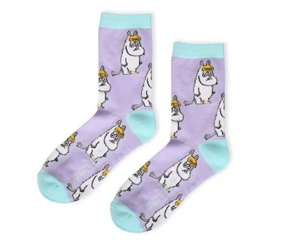 Носки Moomin, фиолетовые с бирюзовым, с принтом Муми-тролля, размер 36-42 (из Финляндии)