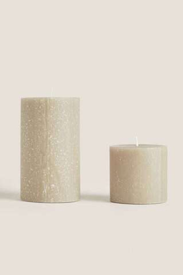 ZARA HOME ДЛИННАЯ ЦИЛИНДРИЧЕСКАЯ СВЕЧА,  КОРИЧНЕВЫЙ/ЗЕЛЕНЫЙ