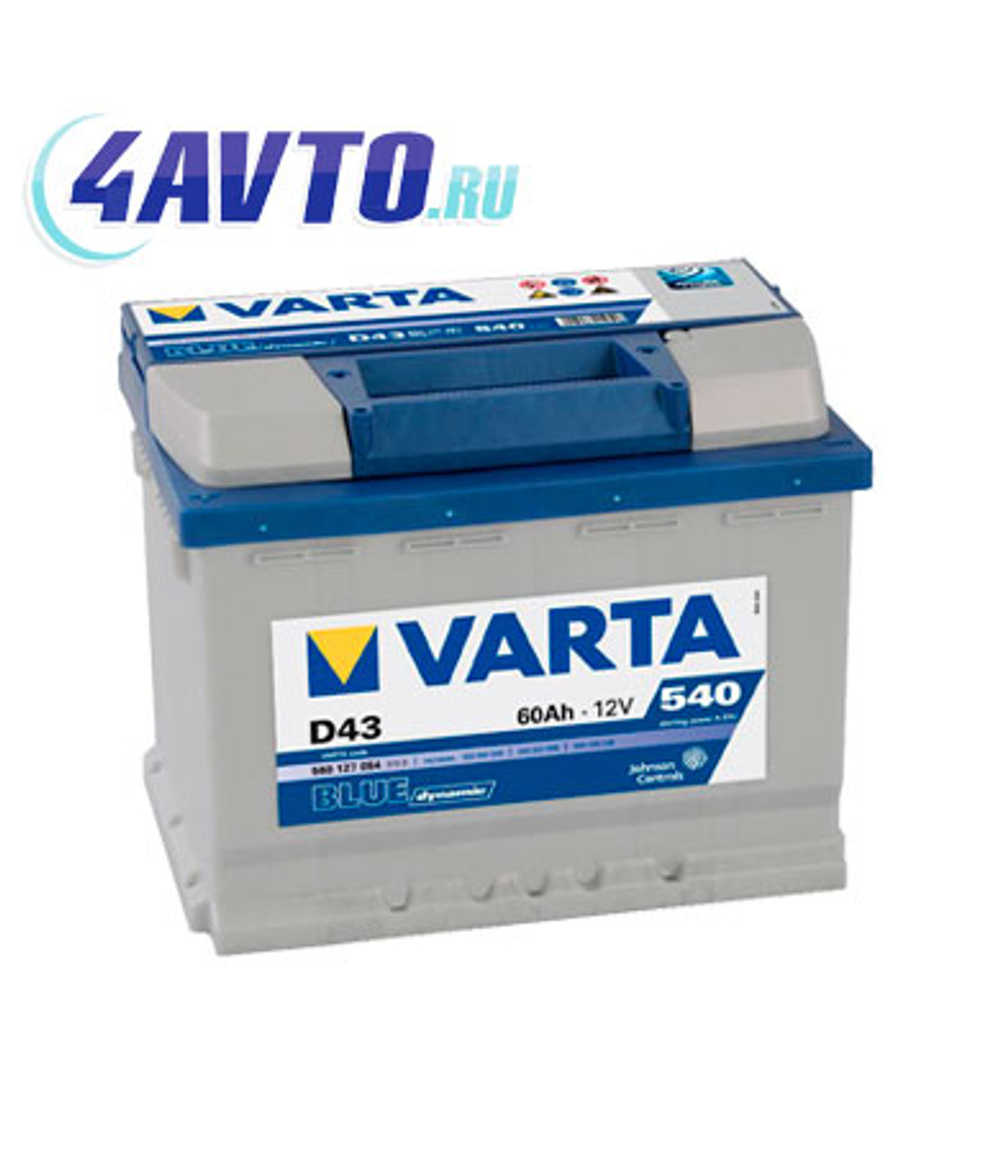 Аккумулятор 6СТ-60 А.ч., о.п., R+, VARTA BLUE DYNAMIC (560 408)