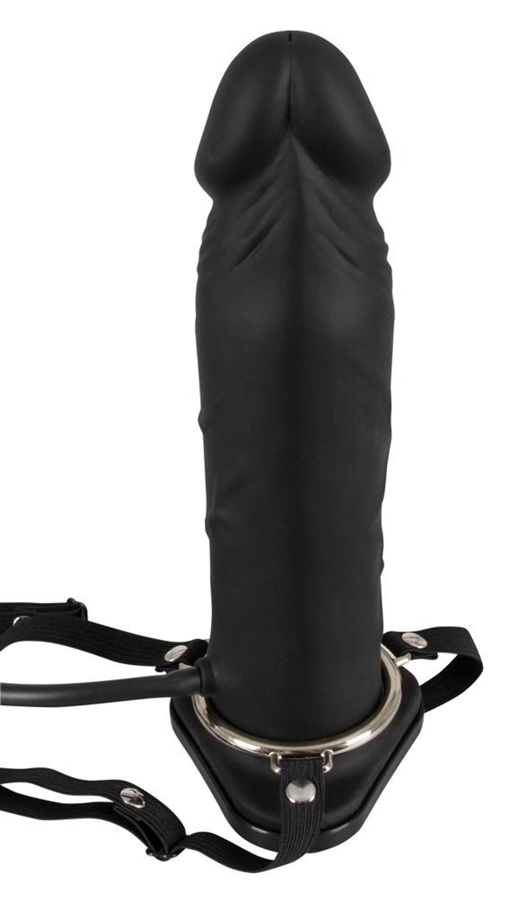 Полый страпон с эффектом увеличения Inflatable Strap-On - 18,5 см. (Цвет: черный)