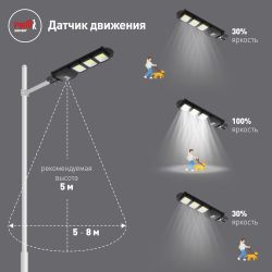 Консольный светильник ЭРА ERAKSC60-02 светодиодный уличный 60 Вт 1100 Лм COB на солнечной батарее с кронштейном | Уличное освещение на солнечных батареях