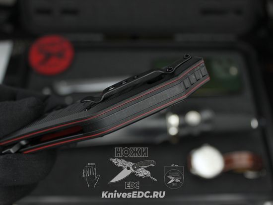 Складной нож НОКС Мангуст-2С (Black Red) 337-708406 c клинком из стали D2, рукоять G10