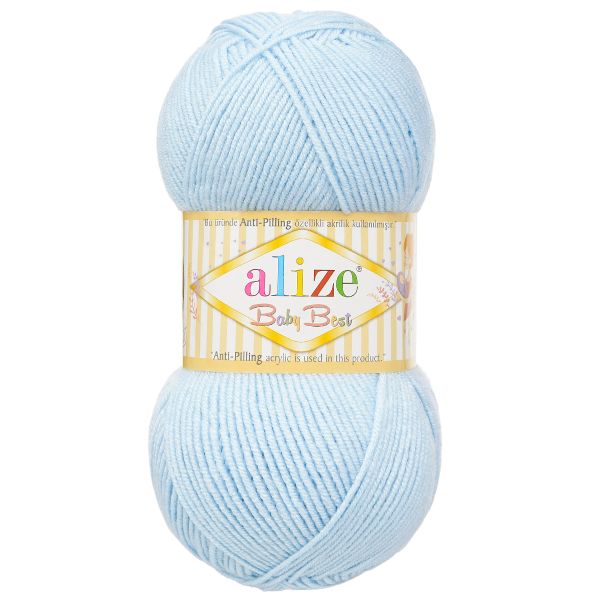 Пряжа Alize (Ализе) Baby Best / уп.5 мот. по 100 г, 240м, 183 светло-голубой А