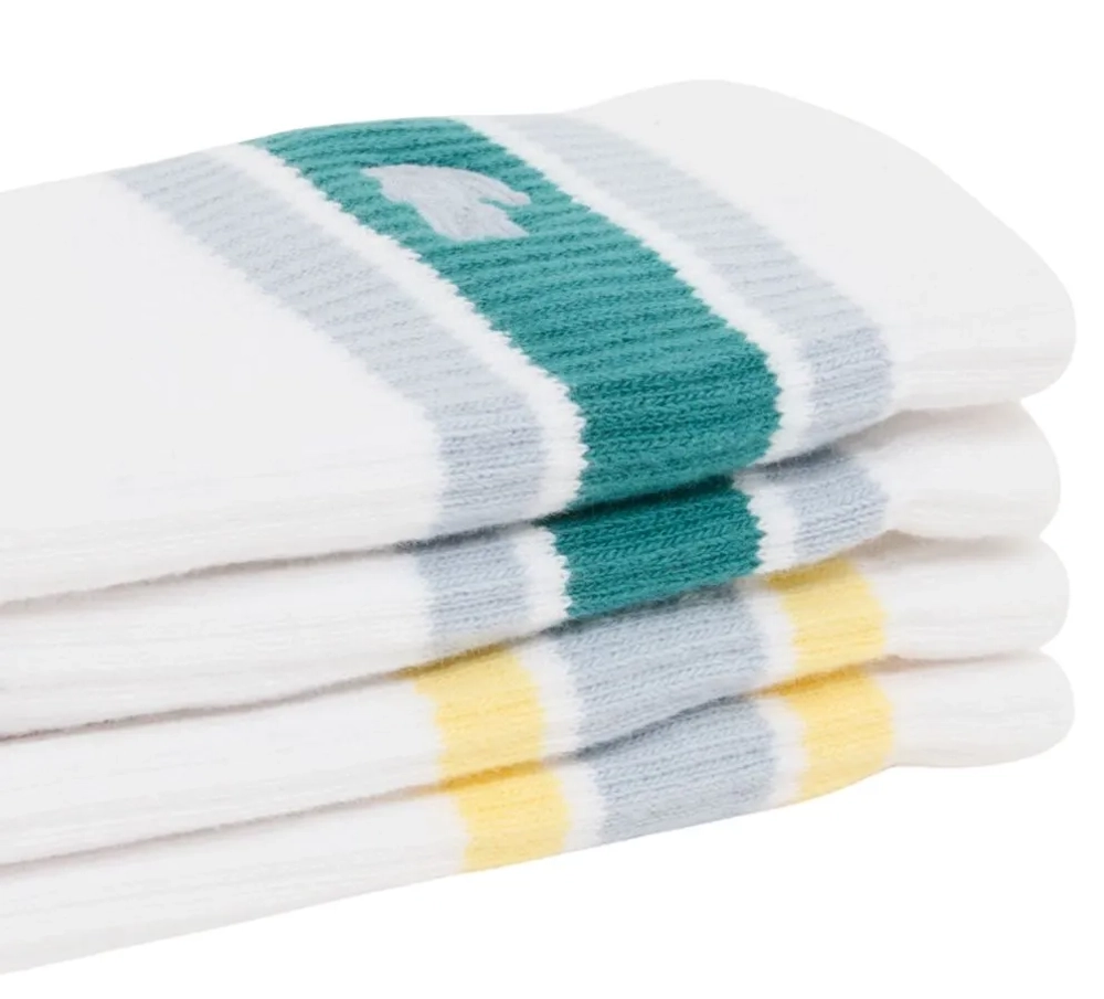 Теннисные носки Lacoste Ribbed 2P - white/green/grey/yellow