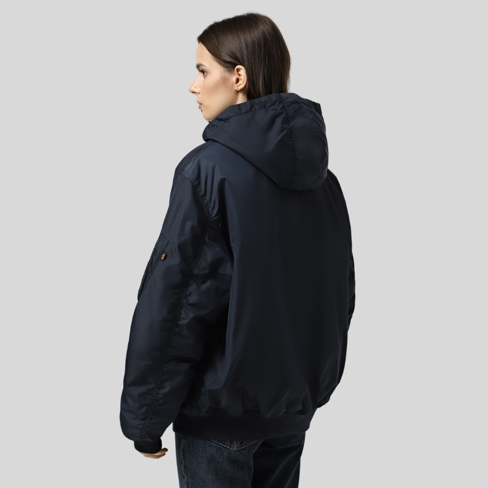 Бомбер Alpha Industries MA-1 Hooded Logo Oxford Replica Blue (Синий)