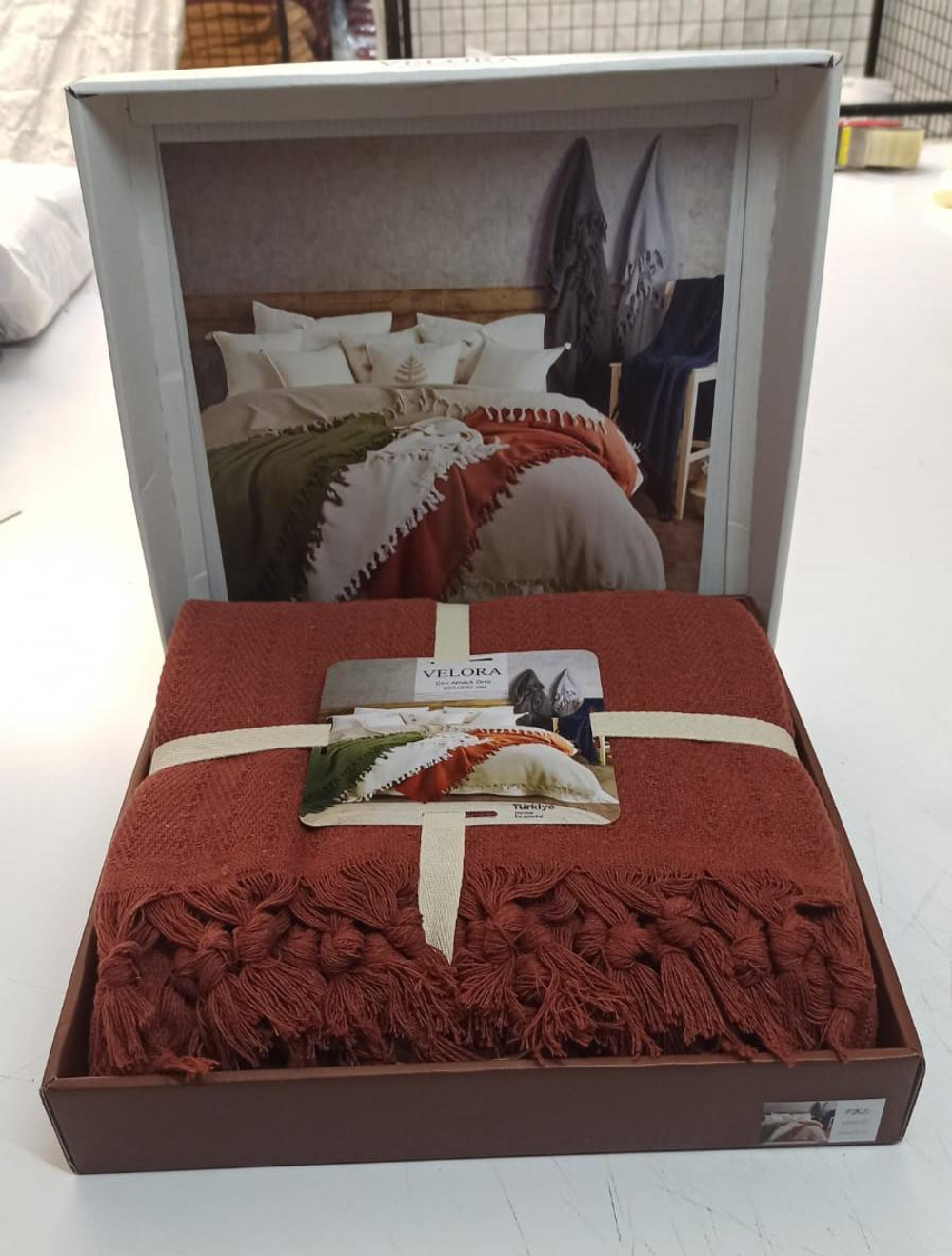 Velora Home Плед LUX Однотонный-2 кирпичный цвет 200х230 100% Хлопок