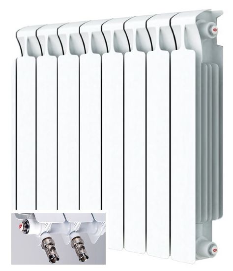 Радиатор Rifar Monolit Ventil 500 - 8 секций подключение нижнее (левое)