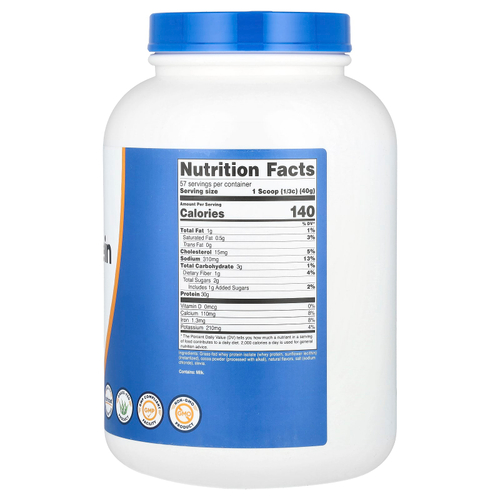 Nutricost, изолят сывороточного протеина от коров травяного откорма, со вкусом молочного шоколада, 2268 г (5 фунтов)