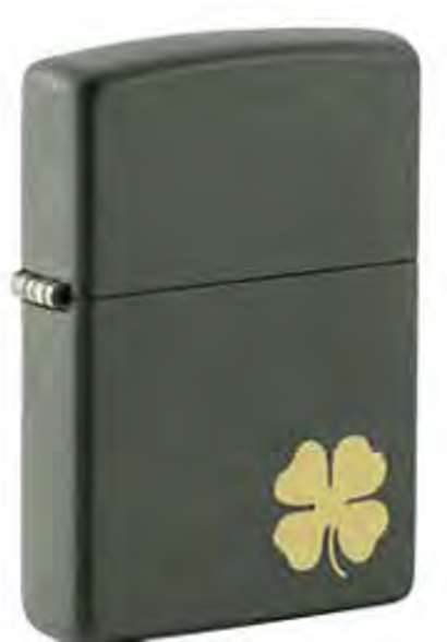 Цена наЗажигалка ZIPPO Four Leaf Clover с покрытием Green Matte, латунь/сталь, зеленая
