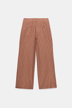 ZARA ШИРОКИЕ БРЮКИ В ПОЛОСКУ С МЕТАЛЛИЗИРОВАННОЙ НИТЬЮ, РАЗНОЦВЕТНЫЙ