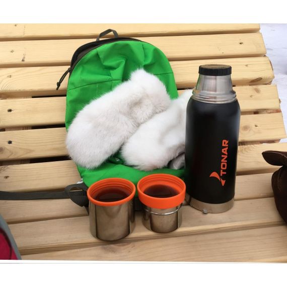 Термос TONAR 1000ML HS.TM-039 черный (2 крышки-кружки)