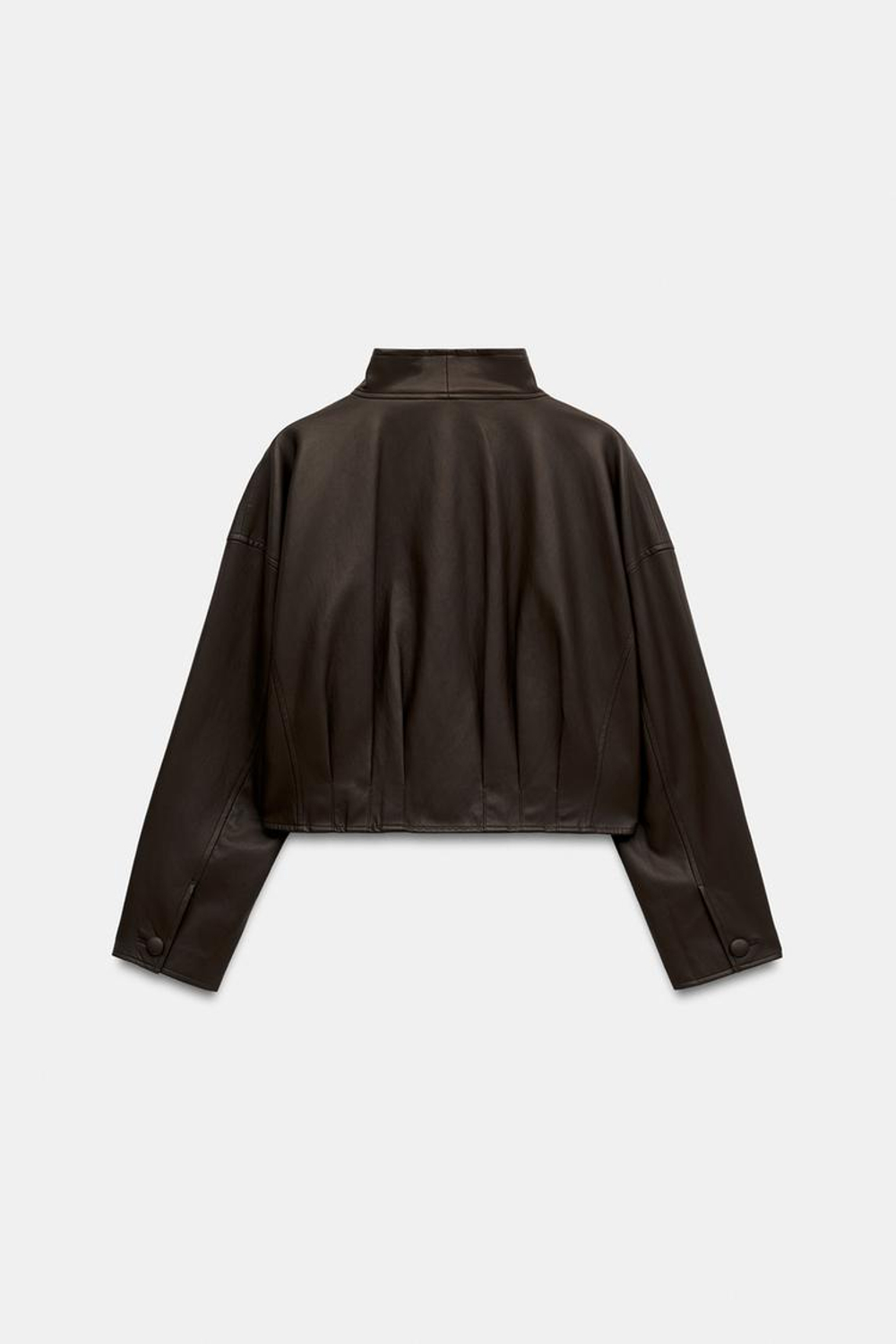 ZARA КУРТКА ИЗ ИСКУССТВЕННОЙ КОЖИ СО СКЛАДКАМИ НА СПИНЕ, КОРИЧНЕВЫЙ