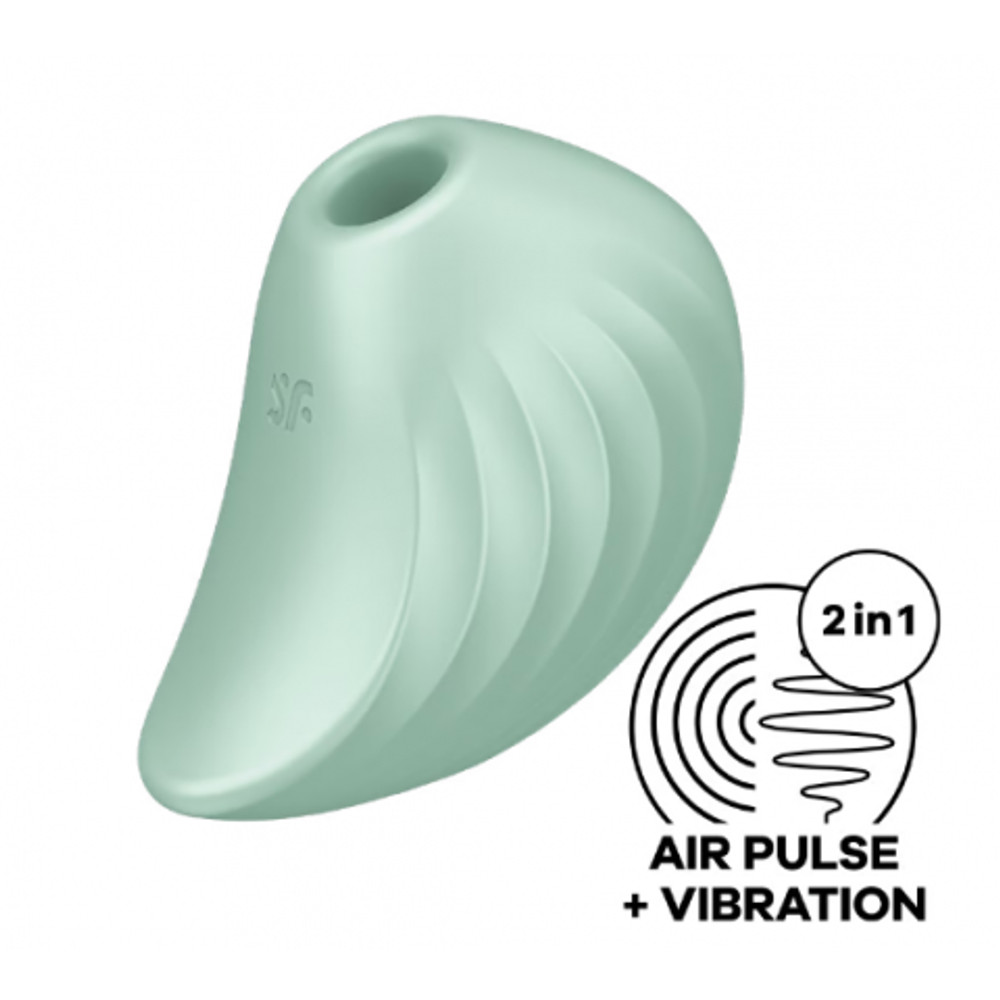Вакуумный клиторальный стимулятор с вибрацией Pearl Diver Satisfyer ментоловый