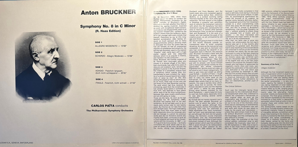 Брукнер - Симфония № 8 до минор 2LP (Германия 1982г.)