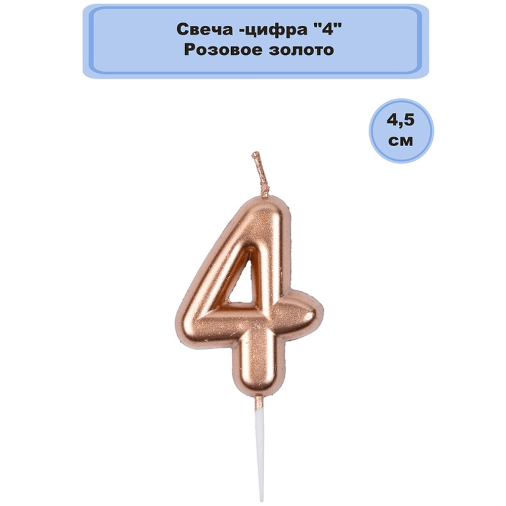 Свечи-цифры Розовое золото 4,5см