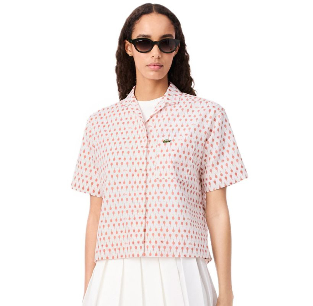 Женское поло Lacoste Roland-Garros Edition Print - flour/briquette