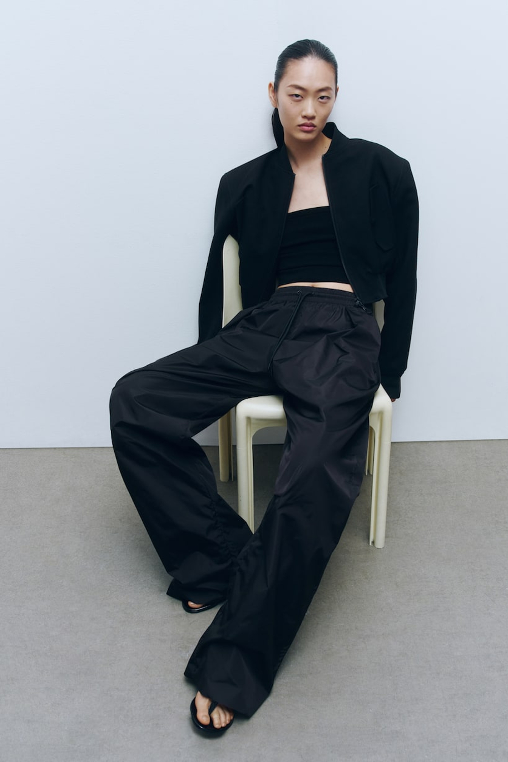 H&M X WARDROBE.NYC Трикотажный топ без бретелей, черный