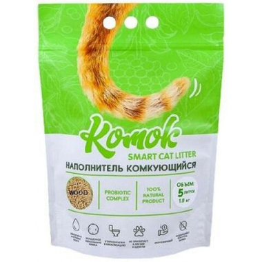 Наполнитель КОМОК Smart Cat Litter WOOD комкующийся для кошек 1.8кг