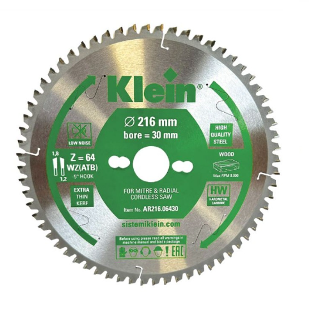 Пильный диск Klein AR Professional тонкий 216 х 1,8 / 1,2 х 30 Z 64 WZ NEG подходит для пил FESTOOL AR216.06430