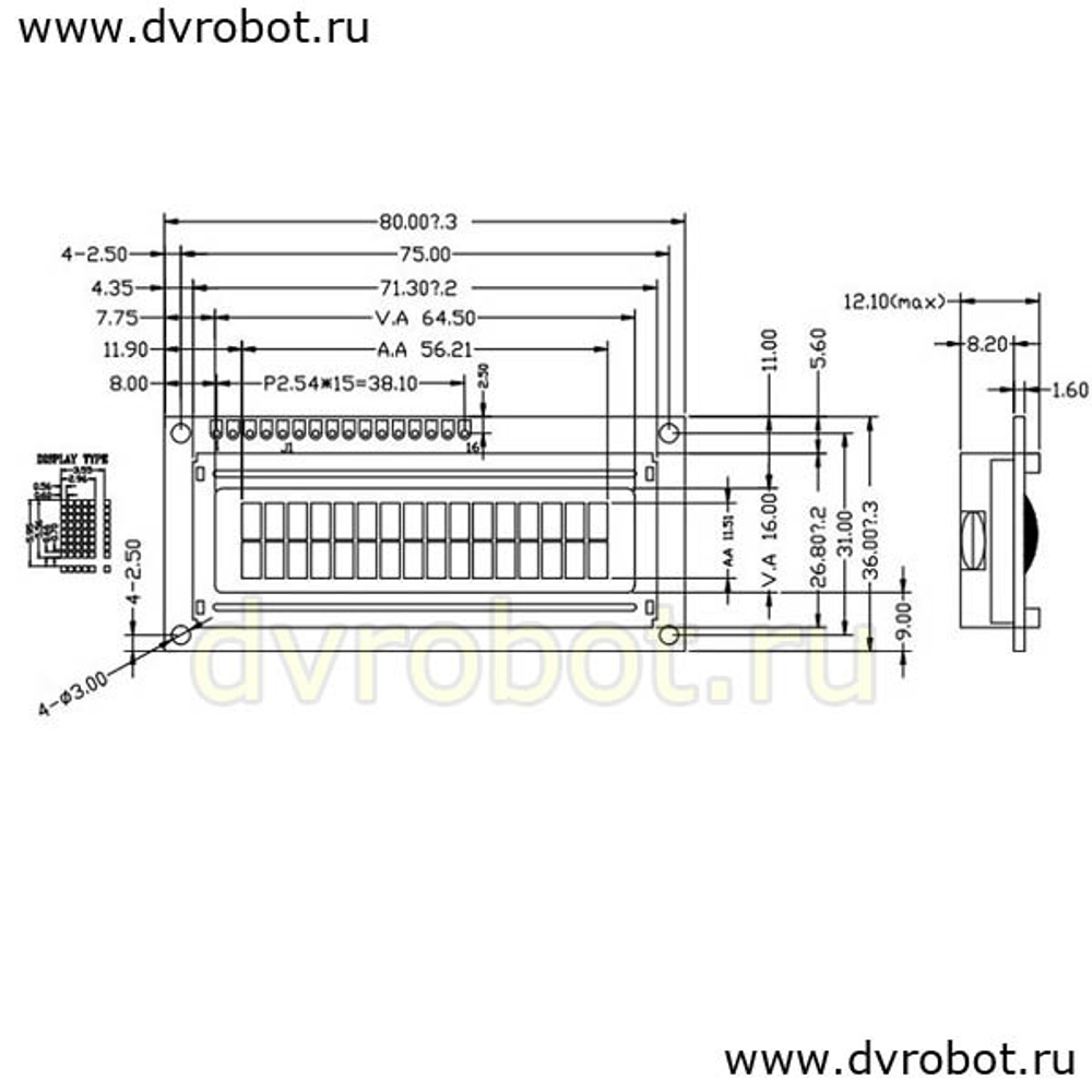 Дисплей LCD 1602 - ЧК