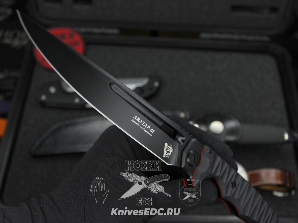 Складной нож НОКС Аватар М Red-Black 334-709404 на подшипниках c клинком из стали D2, рукоять G10